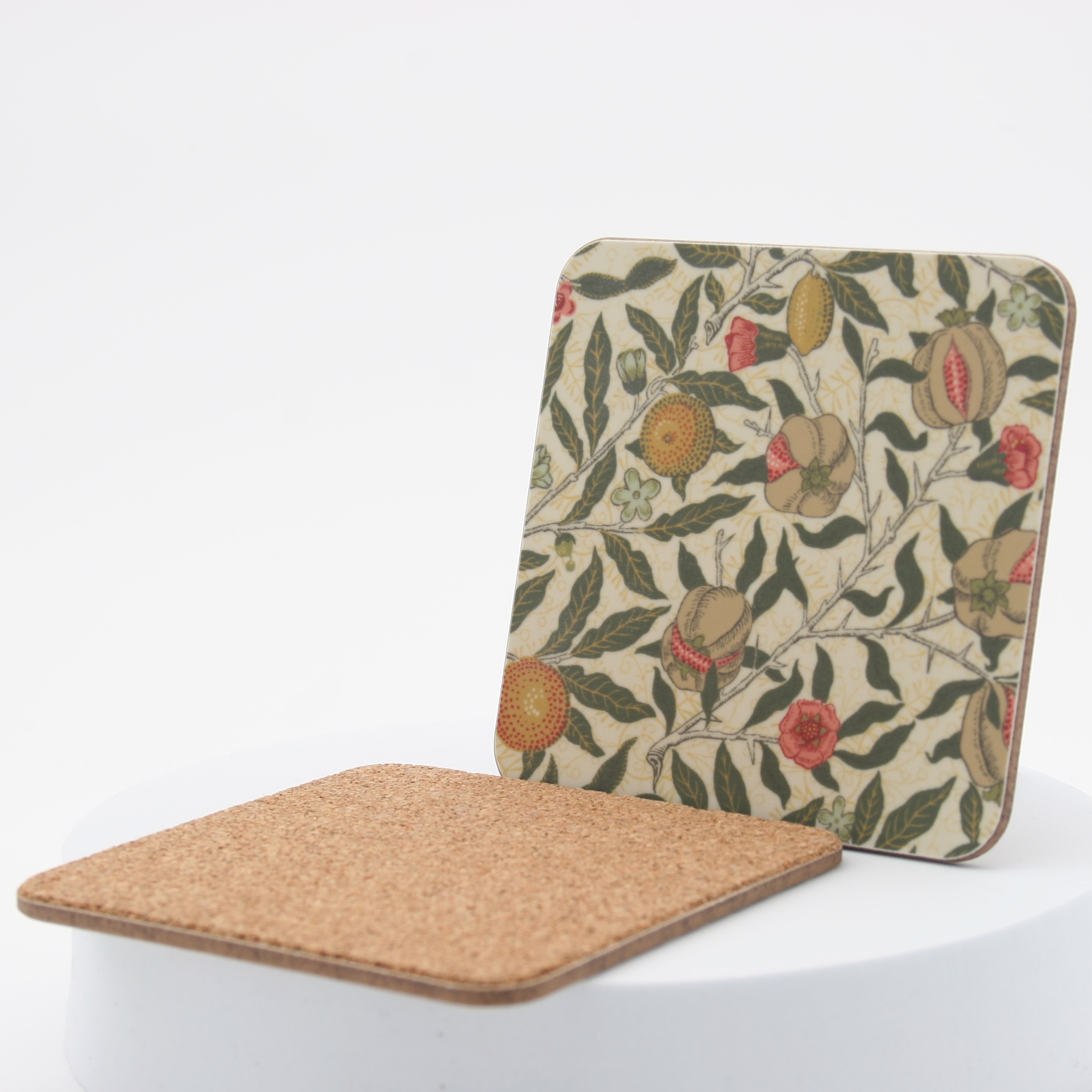 Coaster, 100mm x100mm, on FSC® wood, cork backed 