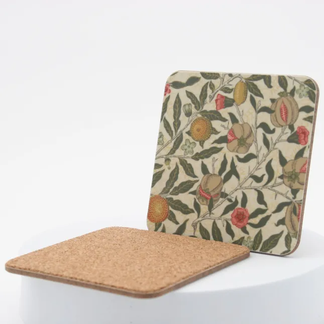 Coaster, 100mm x100mm, on FSC® wood, cork backed 